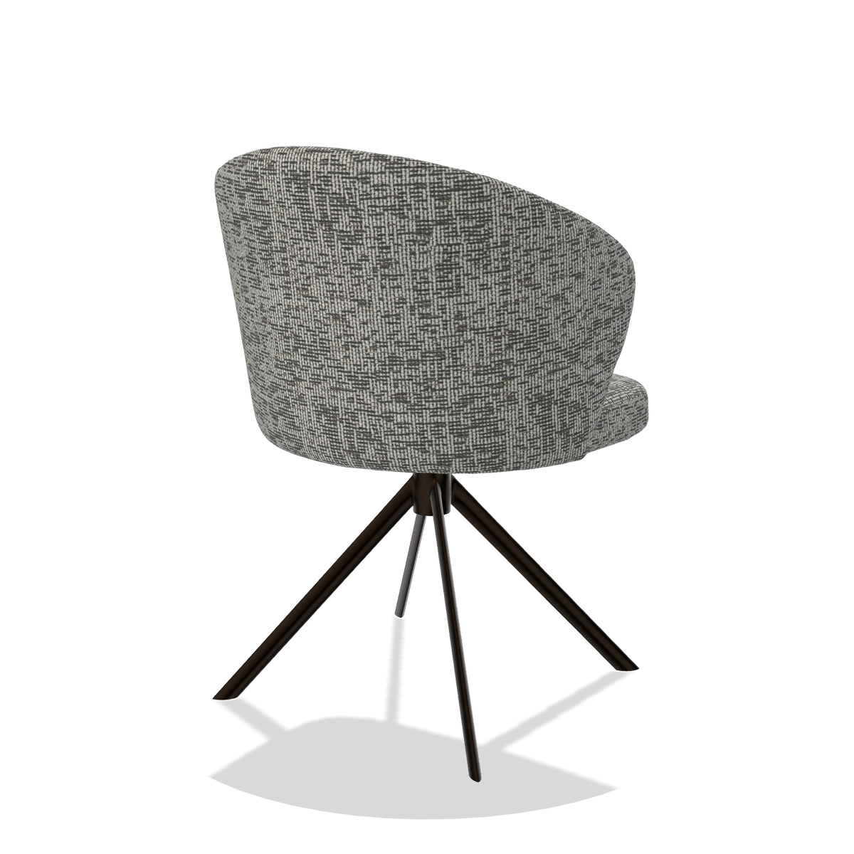 Dining Chair Lazio 6511 in Be Fine 45 fabric (taupe), espresso swivel base, back angled view