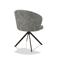 Dining Chair Lazio 6511 in Be Fine 45 fabric (taupe), espresso swivel base, back angled view