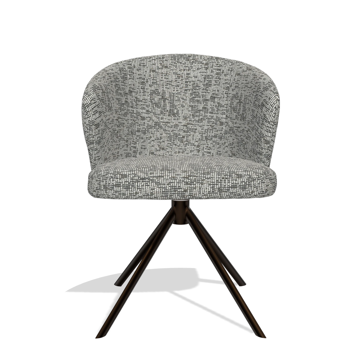Dining Chair Lazio 6511 in Be Fine 45 fabric (taupe), espresso swivel base, front view