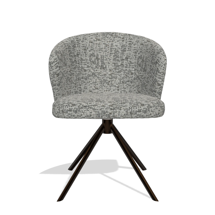 Dining Chair Lazio 6511 in Be Fine 45 fabric (taupe), espresso swivel base, front view