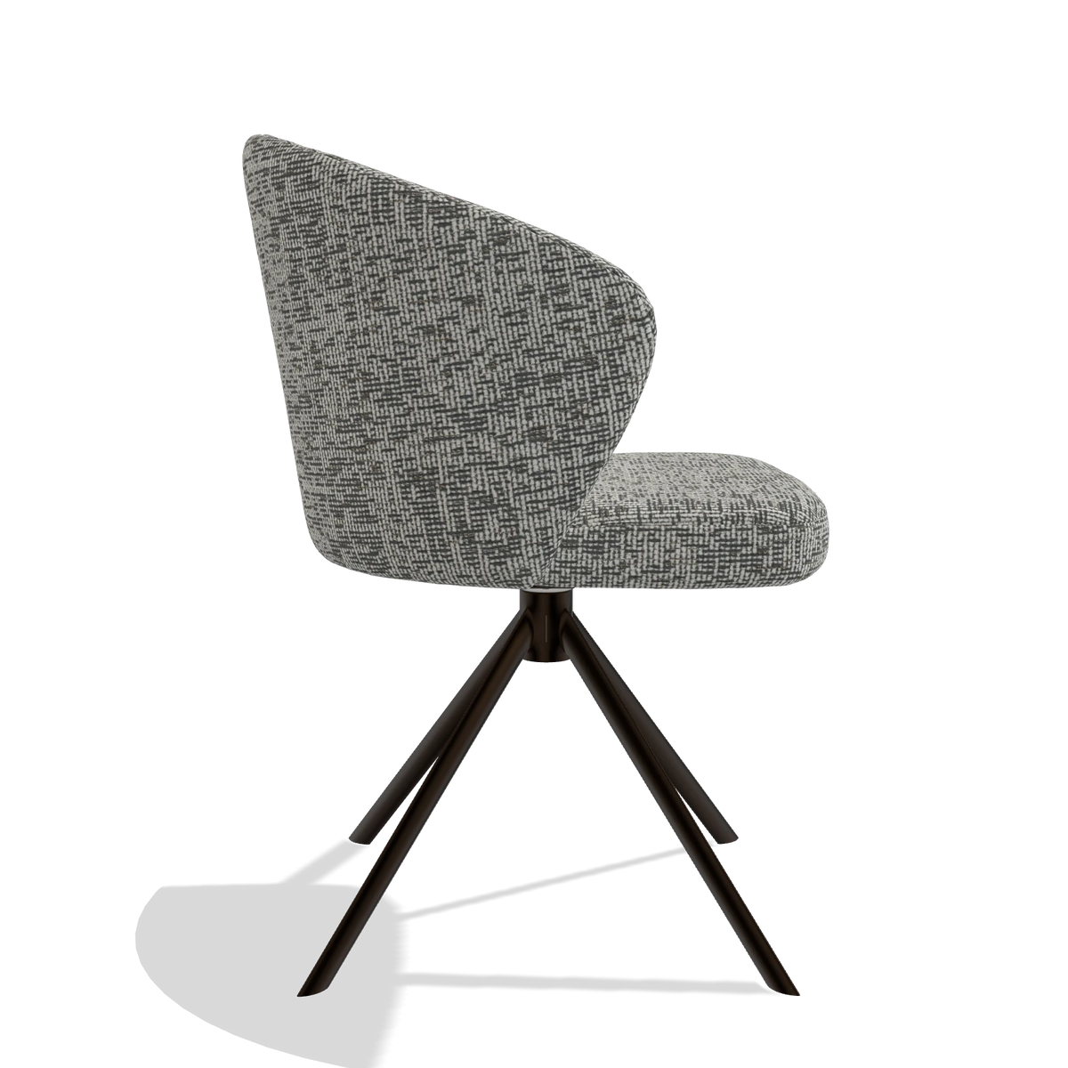 Dining Chair Lazio 6511 in Be Fine 45 fabric (taupe), espresso swivel base, side view