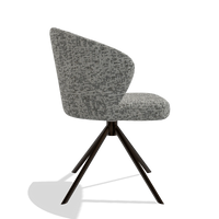 Dining Chair Lazio 6511 in Be Fine 45 fabric (taupe), espresso swivel base, side view