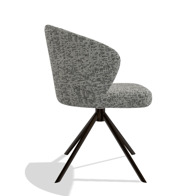 Dining Chair Lazio 6511 in Be Fine 45 fabric (taupe), espresso swivel base, side view
