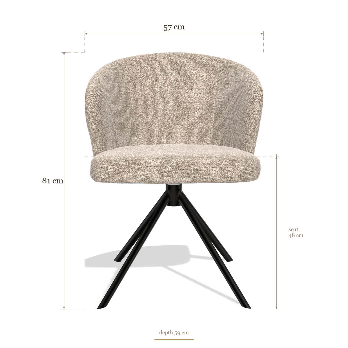 Sedia da pranzo Lazio 6511, dimensioni 57 x 59 x 81 cm
