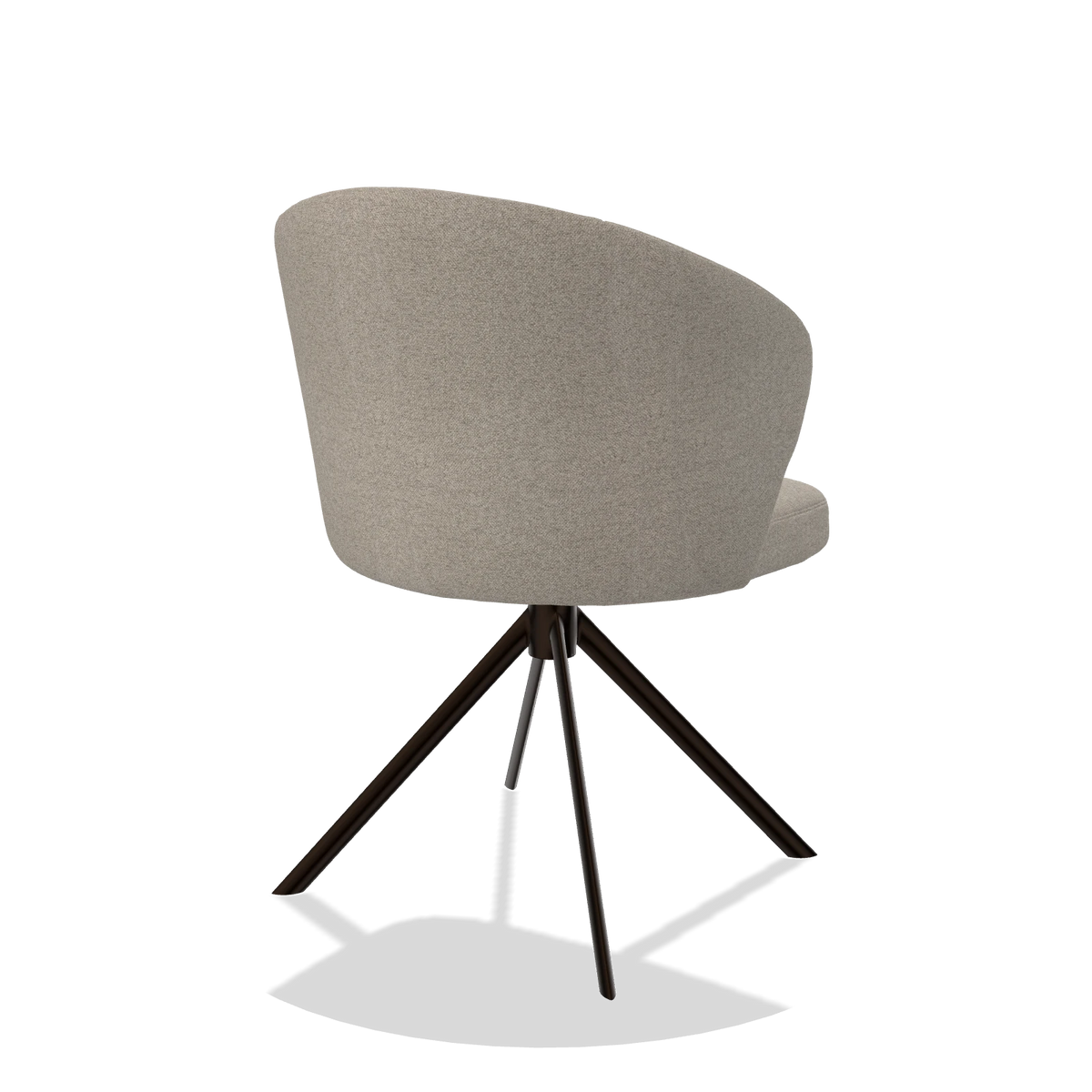 Dining Chair Lazio 6511 in Glory 05 fabric (greige), espresso swivel base, back angled view