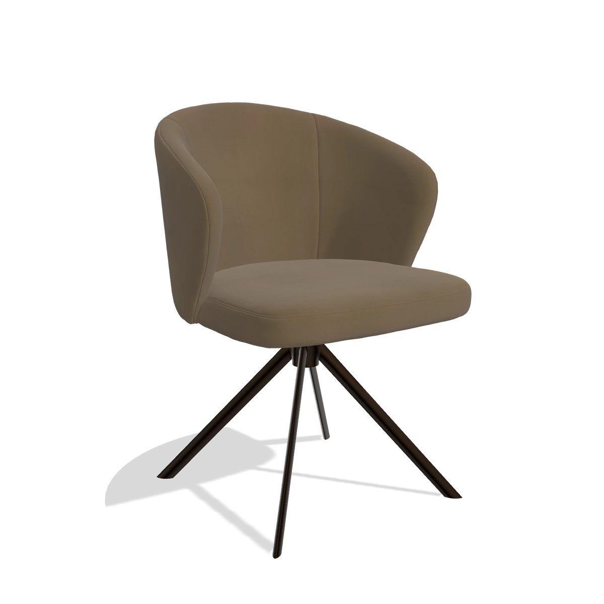 Esszimmerstuhl Lazio 6511 in Leder A802 (Oliv), Drehfuß in Espresso, Schrägansicht
