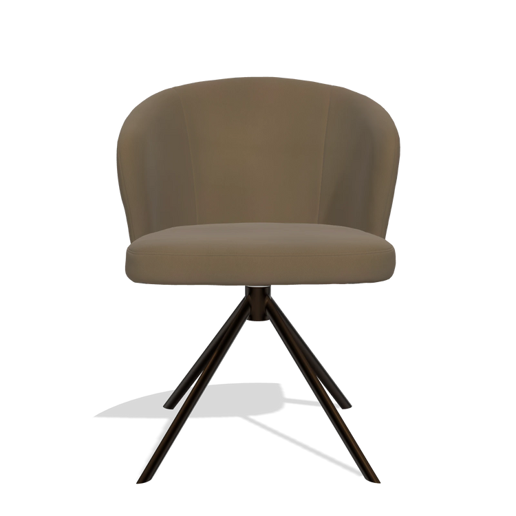 Esszimmerstuhl Lazio 6511 in Leder A802 (Oliv), Drehfuß in Espresso, Vorderansicht