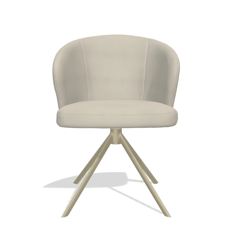 Chaise de salle à manger Lazio 6511 en Cuir A822 (gris clair), pied pivotant en champagne, vue de face