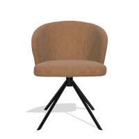 Dining Chair Lazio 6511 in Leather B501 (caramel), black swivel base, front view