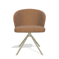 Dining Chair Lazio 6511 in Leather B501 (caramel), champagne swivel base, front view