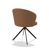 Dining Chair Lazio 6511 in Leather B501 (caramel), espresso swivel base, back angled view
