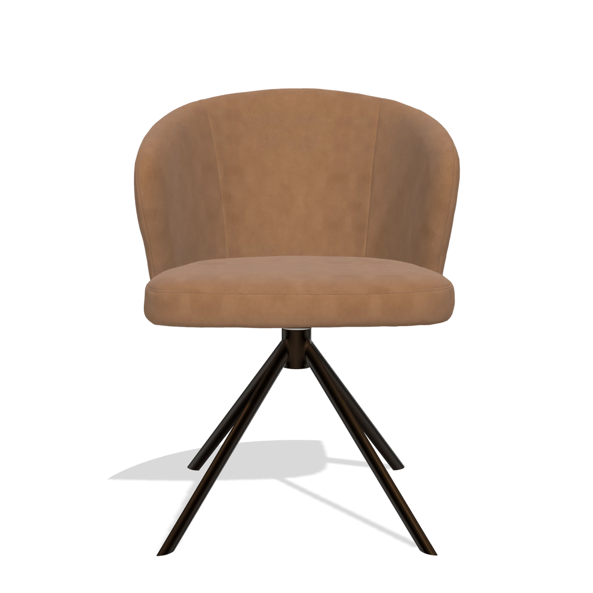 Dining Chair Lazio 6511 in Leather B501 (caramel), espresso swivel base, front view