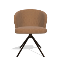 Dining Chair Lazio 6511 in Leather B501 (caramel), espresso swivel base, front view