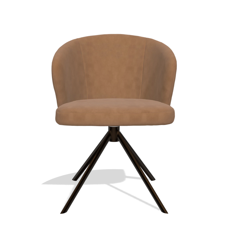 Dining Chair Lazio 6511 in Leather B501 (caramel), espresso swivel base, front view