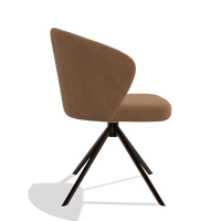 Dining Chair Lazio 6511 in Leather B501 (caramel), espresso swivel base, side view