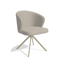 Dining Chair Lazio 6511 in Leather B514 (light grey), champagne swivel base, angled view
