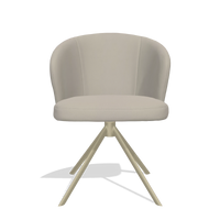 Dining Chair Lazio 6511 in Leather B514 (light grey), champagne swivel base, front view