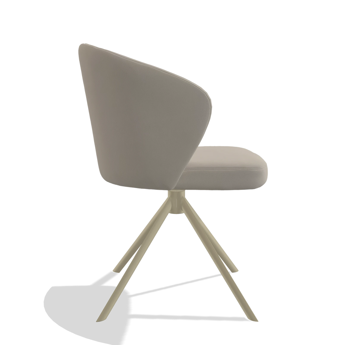 Dining Chair Lazio 6511 in Leather B514 (light grey), champagne swivel base, side view