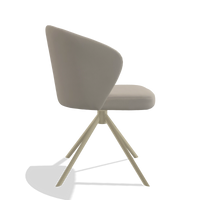 Dining Chair Lazio 6511 in Leather B514 (light grey), champagne swivel base, side view