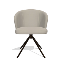 Dining Chair Lazio 6511 in Leather B514 (light grey), espresso swivel base, front view