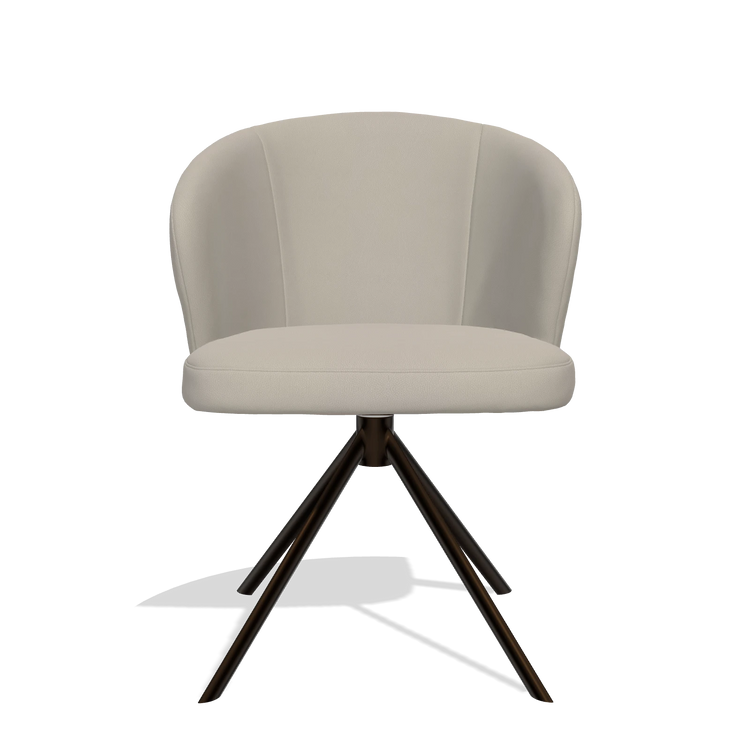 Dining Chair Lazio 6511 in Leather B514 (light grey), espresso swivel base, front view