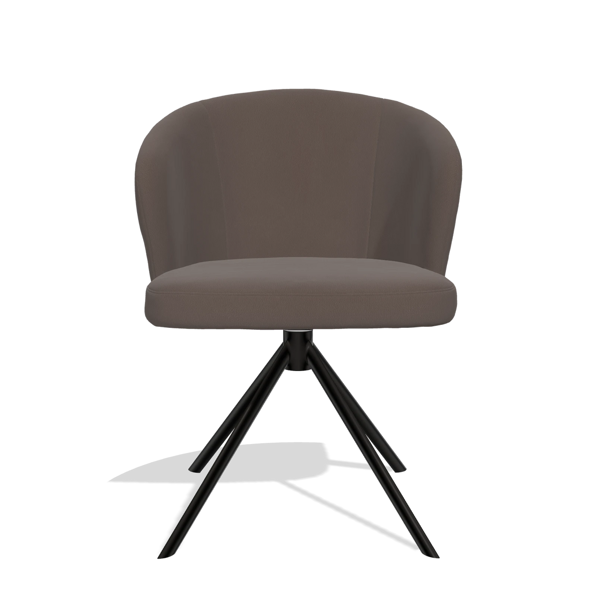 Dining Chair Lazio 6511 in Leather B535 (brown), black swivel base, front view