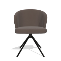 Dining Chair Lazio 6511 in Leather B535 (brown), black swivel base, front view