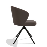 Dining Chair Lazio 6511 in Leather B535 (brown), black swivel base, side view