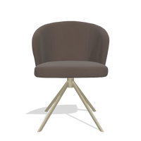 Dining Chair Lazio 6511 in Leather B535 (brown), champagne swivel base, front view