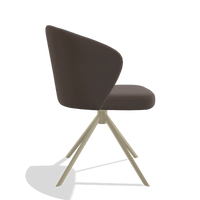 Dining Chair Lazio 6511 in Leather B535 (brown), champagne swivel base, side view