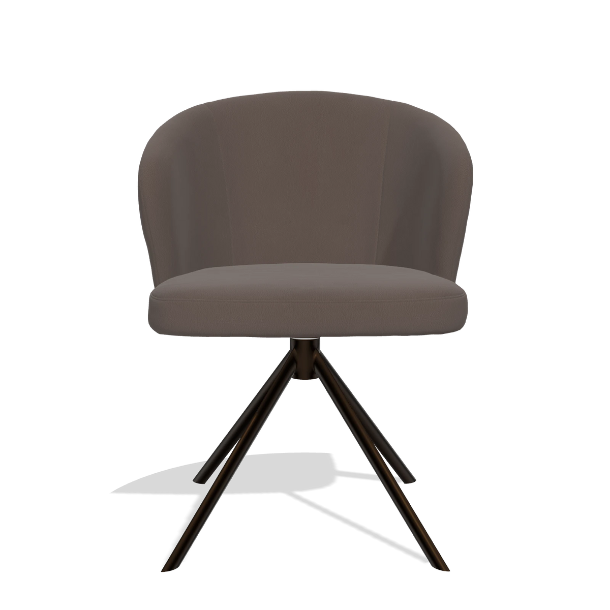 Dining Chair Lazio 6511 in Leather B535 (brown), espresso swivel base, front view