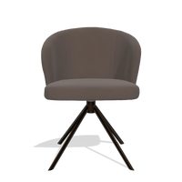 Dining Chair Lazio 6511 in Leather B535 (brown), espresso swivel base, front view
