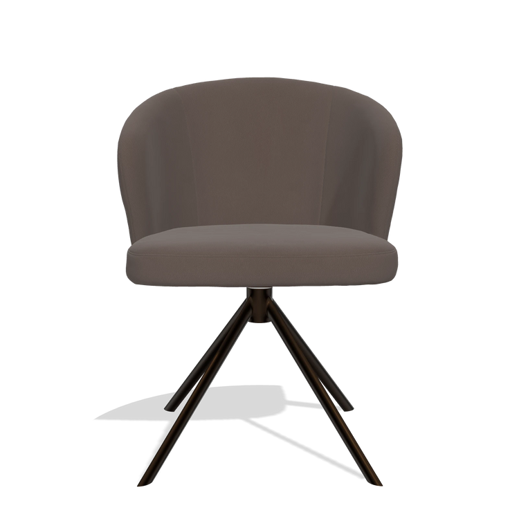 Dining Chair Lazio 6511 in Leather B535 (brown), espresso swivel base, front view