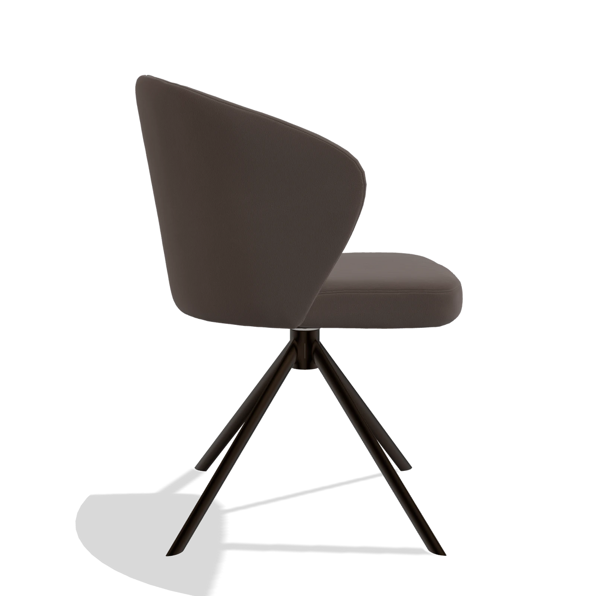 Dining Chair Lazio 6511 in Leather B535 (brown), espresso swivel base, side view