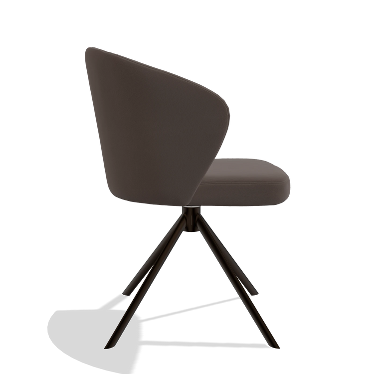 Dining Chair Lazio 6511 in Leather B535 (brown), espresso swivel base, side view