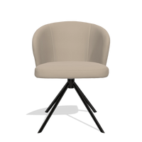 Dining Chair Lazio 6511 in Leather B911 (sand), black swivel base, front view
