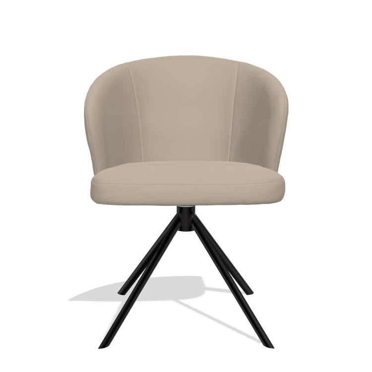 Dining Chair Lazio 6511 in Leather B911 (sand), black swivel base, front view