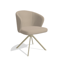 Dining Chair Lazio 6511 in Leather B911 (sand), champagne swivel base, angled view