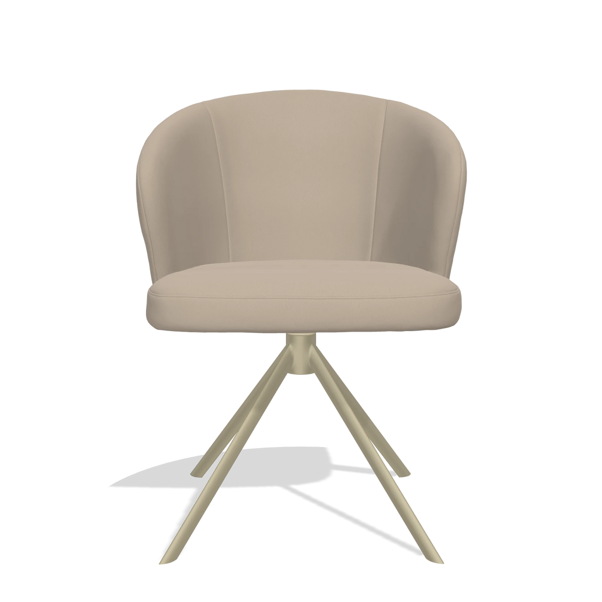 Dining Chair Lazio 6511 in Leather B911 (sand), champagne swivel base, front view