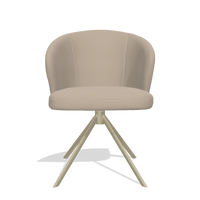 Dining Chair Lazio 6511 in Leather B911 (sand), champagne swivel base, front view
