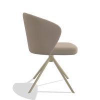 Dining Chair Lazio 6511 in Leather B911 (sand), champagne swivel base, side view