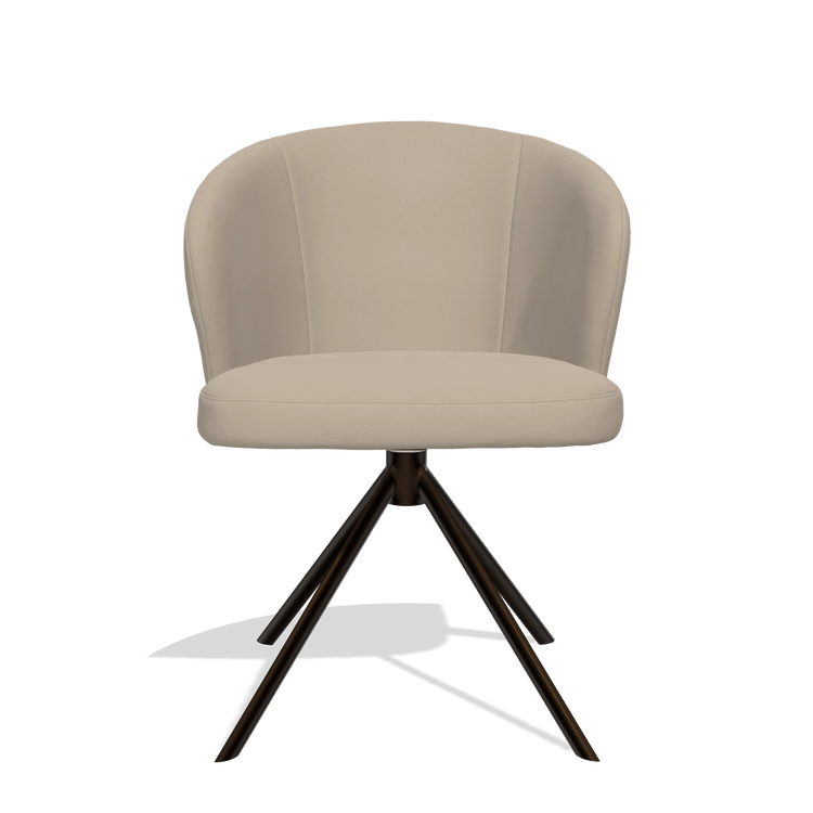 Dining Chair Lazio 6511 in Leather B911 (sand), espresso swivel base, front view