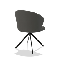 Dining Chair Lazio 6511 in Leather B945 (dark grey), black swivel base, back angled view