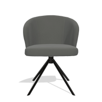 Dining Chair Lazio 6511 in Leather B945 (dark grey), black swivel base, front view