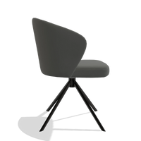 Dining Chair Lazio 6511 in Leather B945 (dark grey), black swivel base, side view