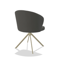 Dining Chair Lazio 6511 in Leather B945 (dark grey), champagne swivel base, back angled view
