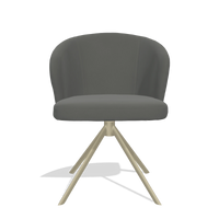 Dining Chair Lazio 6511 in Leather B945 (dark grey), champagne swivel base, front view