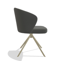 Dining Chair Lazio 6511 in Leather B945 (dark grey), champagne swivel base, side view