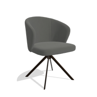 Dining Chair Lazio 6511 in Leather B945 (dark grey), espresso swivel base, angled view