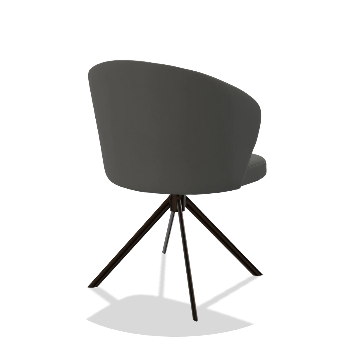 Dining Chair Lazio 6511 in Leather B945 (dark grey), espresso swivel base, back angled view